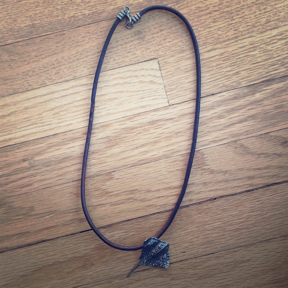 Stingray Necklace on Leather Chain